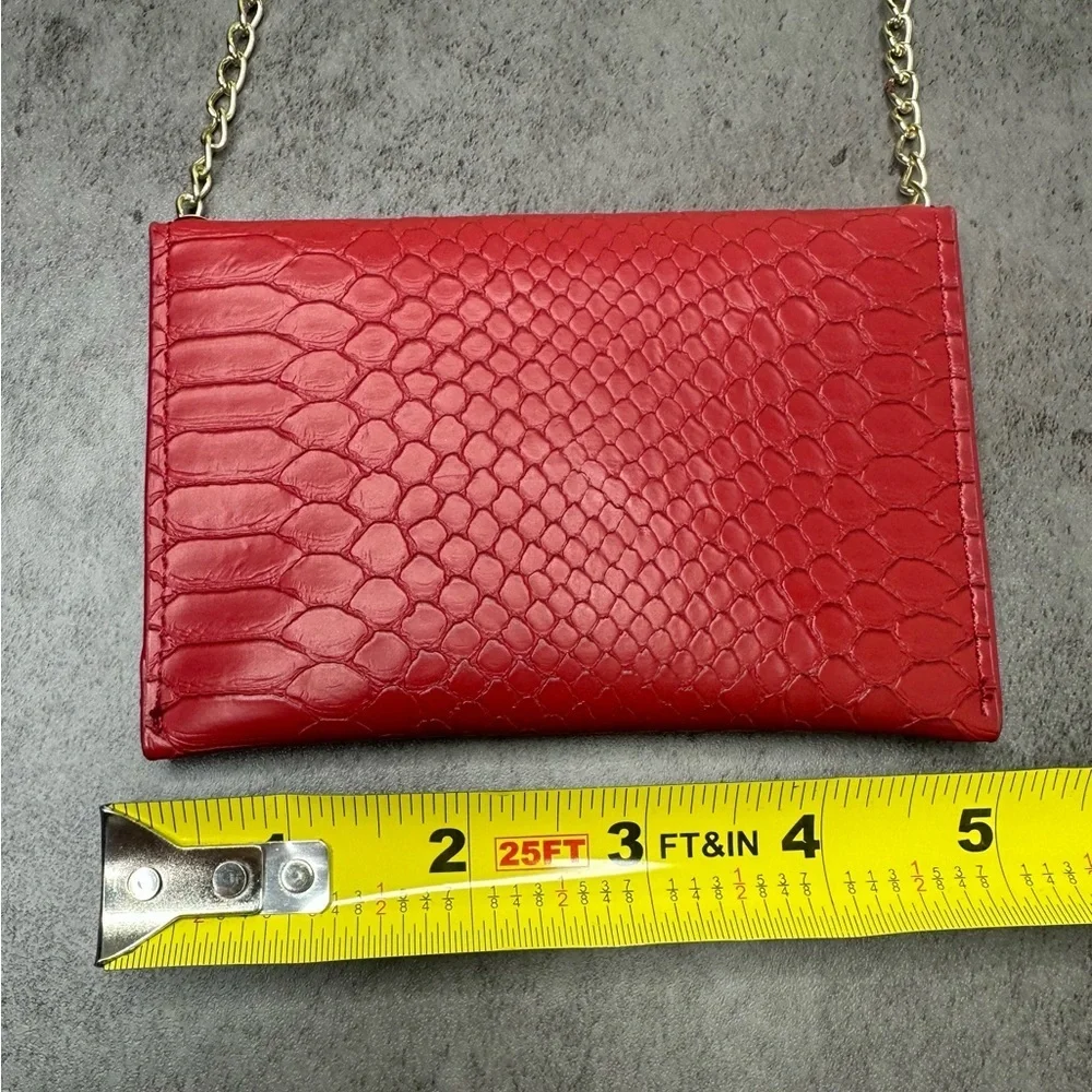 Ava + Kris Meg Ruby Red Faux Snake Skin Crossbody / Evening Bag - Picture 5 of 6